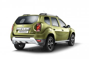 14 699 р. Порожки для ног из трубы Ø51 с алюминиевой площадкой Petroil Tuning Эстонец Renault Duster HS рестайлинг (2015-2021) (Черный (Шагрень))  с доставкой в г. Белгород. Увеличить фотографию 2