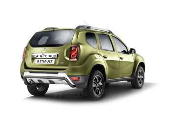 14 699 р. Порожки для ног из трубы Ø51 с алюминиевой площадкой Petroil Tuning Эстонец Renault Duster HS рестайлинг (2015-2021) (Черный (Шагрень))  с доставкой в г. Белгород. Увеличить фотографию 3