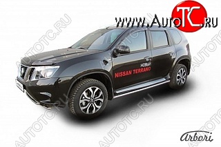 12 239 р. Защита штатных порогов Arbori (нержавейка, d42 mm). Nissan Terrano D10 дорестайлинг (2013-2016)  с доставкой в г. Белгород