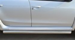 12 299 р. Защита порогов из круглой трубы диаметром 63 мм Russtal Nissan Terrano D10 дорестайлинг (2013-2016) (Защита порогов с со скосами на торцах (вариант 1))  с доставкой в г. Белгород. Увеличить фотографию 2