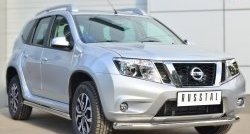 12 299 р. Защита порогов из круглой трубы диаметром 63 мм Russtal Nissan Terrano D10 дорестайлинг (2013-2016) (Защита порогов с со скосами на торцах (вариант 1))  с доставкой в г. Белгород. Увеличить фотографию 3