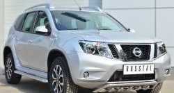 24 649 р. Широкая защита порогов SLITKOFF Nissan Terrano D10 дорестайлинг (2013-2016)  с доставкой в г. Белгород. Увеличить фотографию 4