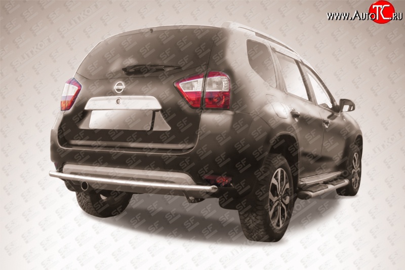 7 549 р. Одинарная защита заднего бампера из трубы диаметром 42 мм Slitkoff  Nissan Terrano  D10 (2013-2022) дорестайлинг, рестайлинг (Цвет: нержавеющая полированная сталь)  с доставкой в г. Белгород