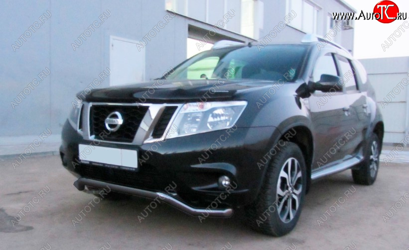 7 299 р. Защита переднего бампера Slitkoff (Ø 57, волна). Nissan Terrano D10 дорестайлинг (2013-2016) (Сталь с полимерным покрытием. Цвет: черный)  с доставкой в г. Белгород