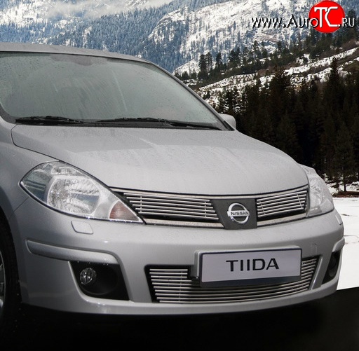 5 444 р. Декоративная вставка воздухозаборника Souz-96  Nissan Tiida  1 седан (2010-2014) C11 рестайлинг  с доставкой в г. Белгород