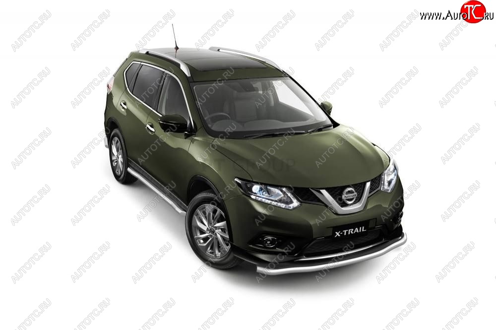 22 899 р. Защита порогов вогнутая из трубы Ø63 Petroil Tuning Nissan X-trail 3 T32 дорестайлинг (2013-2018) (Нержавеющая полированная сталь)  с доставкой в г. Белгород