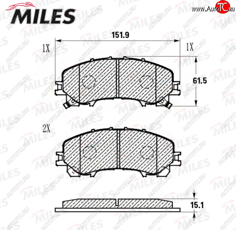 1 859 р. Комплект передних тормозных колодок (керамика) MILES Renault Koleos 2 (2016-2025)  с доставкой в г. Белгород