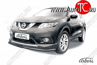 6 399 р. Защита переднего бампера Arbori (черная, 1 труба d57 mm). Nissan X-trail 3 T32 дорестайлинг (2013-2018)  с доставкой в г. Белгород