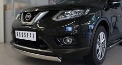 11 249 р. Защита переднего бампера (Ø75х42 мм, нержавейка) Russtal Nissan X-trail 3 T32 дорестайлинг (2013-2018)  с доставкой в г. Белгород. Увеличить фотографию 2