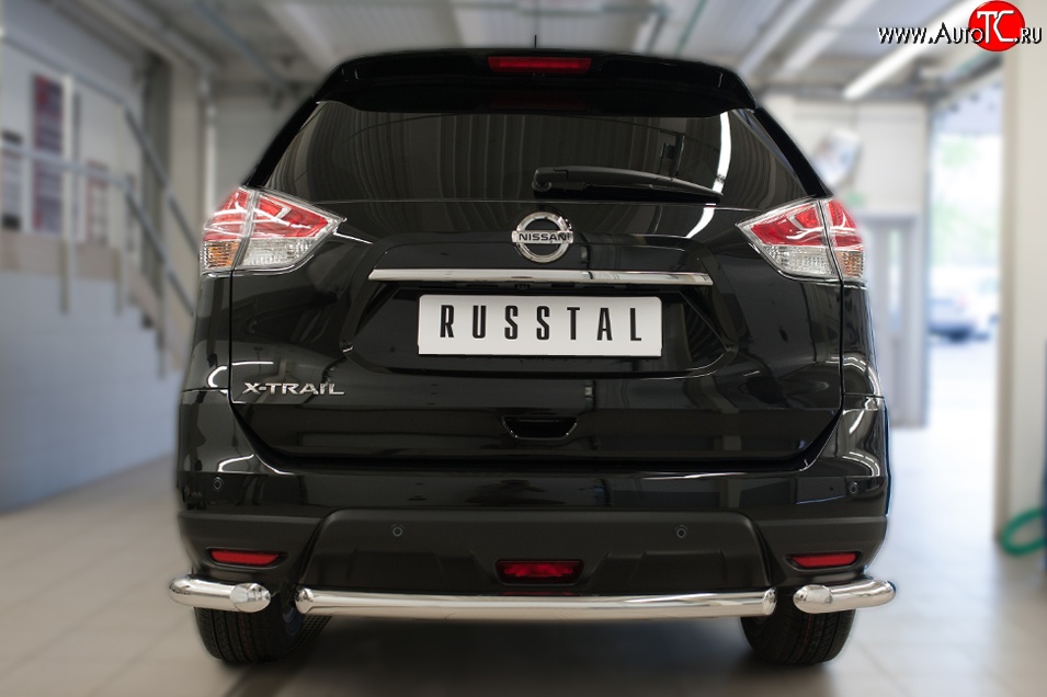 14 549 р. Одинарная защита заднего бампера из трёх труб диаметром 63 мм SLITKOFF  Nissan X-trail  3 T32 (2017-2022) рестайлинг  с доставкой в г. Белгород