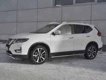 11 549 р. Защита переднего бампера (Ø75x42 мм, нержавейка) Russtal Nissan X-trail 3 T32 дорестайлинг (2013-2018)  с доставкой в г. Белгород. Увеличить фотографию 2