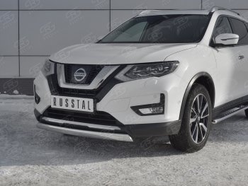 11 549 р. Защита переднего бампера (Ø75x42 мм, нержавейка) Russtal Nissan X-trail 3 T32 дорестайлинг (2013-2018)  с доставкой в г. Белгород. Увеличить фотографию 4