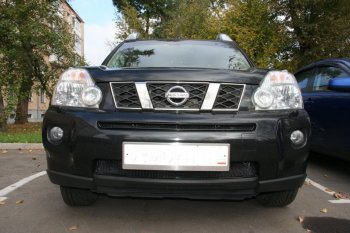 2 799 р. Защитная сетка решетки переднего бампера Arbori Nissan X-trail 2 T31 дорестайлинг (2007-2011) (Чёрная, 15 мм)  с доставкой в г. Белгород. Увеличить фотографию 2