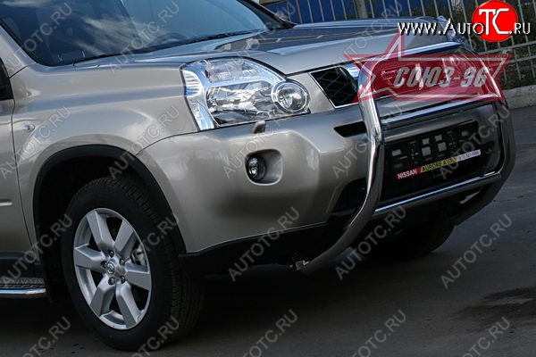 11 429 р. Защита переднего бампера Souz-96 (d60) Nissan X-trail 2 T31 дорестайлинг (2007-2011)  с доставкой в г. Белгород