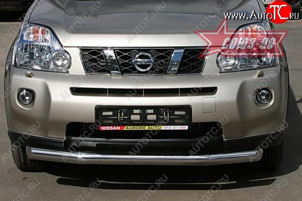 1 052 р. Защита переднего бампера одинарная Souz-96 (d76) Nissan X-trail 2 T31 дорестайлинг (2007-2011)  с доставкой в г. Белгород