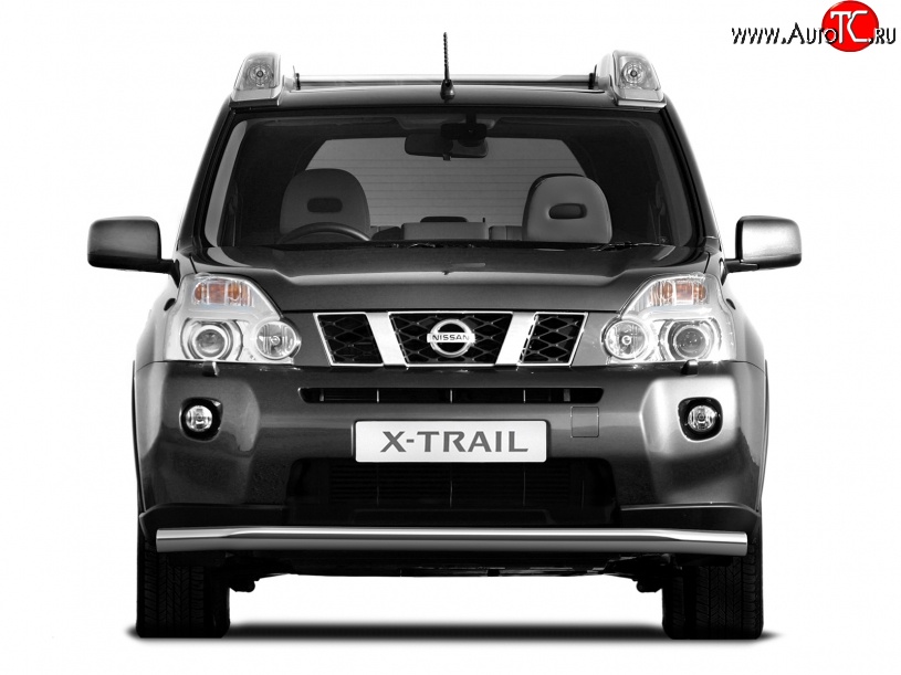 6 399 р. Одинарная защита переднего бампера диаметром 63 мм Petroil Tuning Nissan X-trail 2 T31 дорестайлинг (2007-2011)  с доставкой в г. Белгород