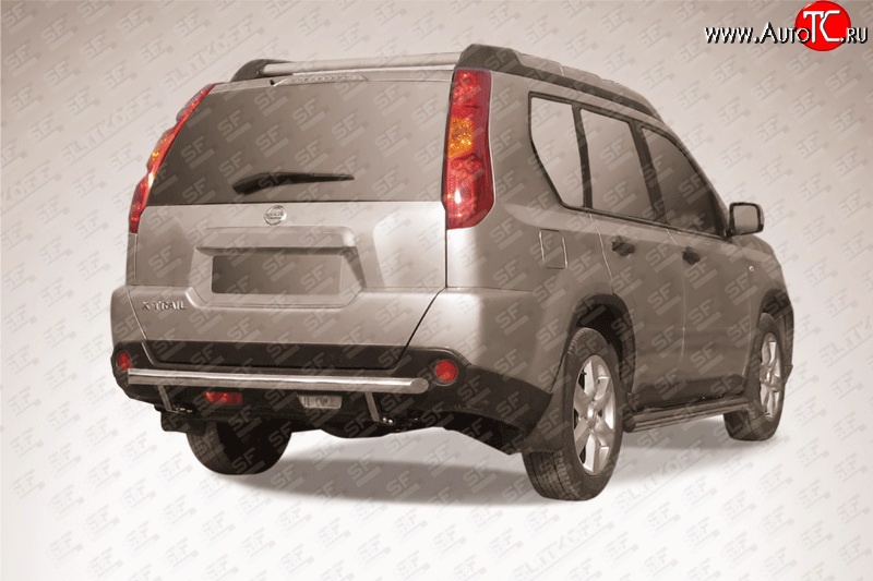 8 999 р. Одинарная защита заднего бампера из трубы диаметром 57 мм Slitkoff Nissan X-trail 2 T31 дорестайлинг (2007-2011) (Цвет: нержавеющая полированная сталь)  с доставкой в г. Белгород