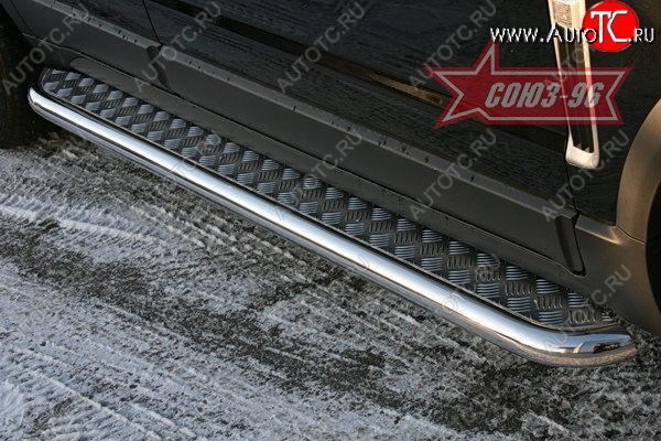 15 524 р. Защита порогов с листом Souz-96 (d60). Opel Antara (2006-2010)  с доставкой в г. Белгород