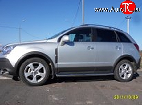 11 899 р. Защита порогов с проступью d76 мм Металл Дизайн Opel Antara (2006-2010) (полированная нержавейка)  с доставкой в г. Белгород