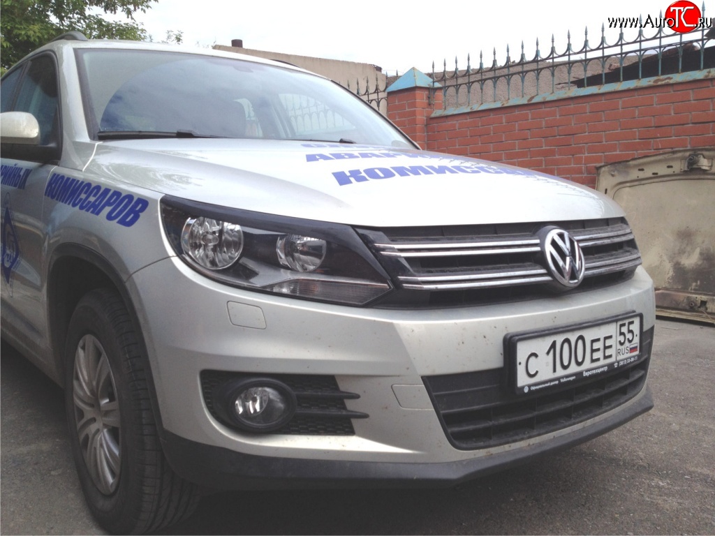 1 859 р. Реснички Sport на фары Volkswagen Tiguan NF рестайлинг (2011-2017) (Неокрашенные)  с доставкой в г. Белгород