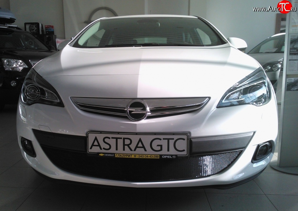 1 469 р. Сетка на бампер GTC Russtal (черная) Opel Astra J хэтчбек 5 дв. дорестайлинг (2009-2012)  с доставкой в г. Белгород