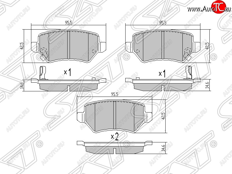569 р. Колодки тормозные SAT (задние) Opel Zafira A (1999-2006)  с доставкой в г. Белгород