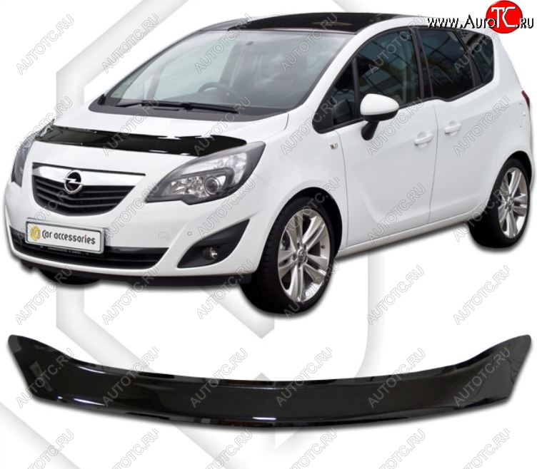 2 159 р. Дефлектор капота CA-Plastic Opel Meriva B (2010-2013) (Classic черный, Без надписи)  с доставкой в г. Белгород