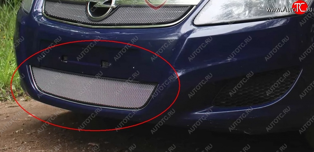 1 539 р. Нижняя решётка в воздуховод автомобиля Russtal (хром) Opel Zafira В рестайлинг (2007-2015)  с доставкой в г. Белгород