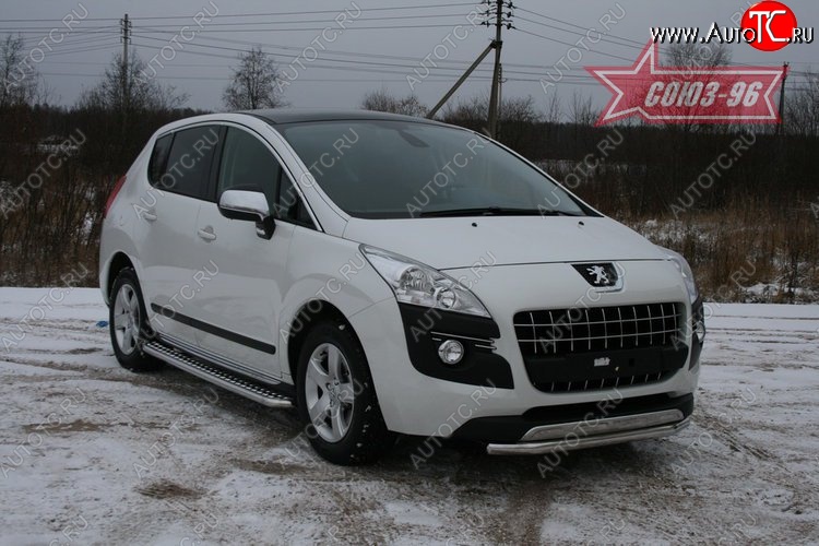 14 309 р. Одинарная защита переднего бампера диаметром трубы 60 мм Souz-96  Peugeot 3008 (2009-2013) дорестайлинг  с доставкой в г. Белгород