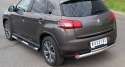 12 799 р. Защита заднего бампера (Ø76 и 42 мм, нержавейка) SLITKOFF Peugeot 4008 (2012-2017) (с короткой верхней трубой)  с доставкой в г. Белгород. Увеличить фотографию 4