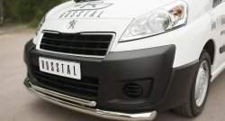 20 999 р. Защита переднего бампера (2 трубыØ63 и 42 мм, нержавейка) SLITKOFF Peugeot Expert G9 цельнометаллический фургон рестайлинг (2012-2017)  с доставкой в г. Белгород. Увеличить фотографию 2
