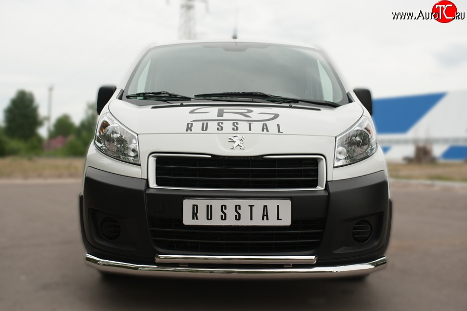 20 999 р. Защита переднего бампера (2 трубыØ63 и 42 мм, нержавейка) SLITKOFF Peugeot Expert G9 цельнометаллический фургон рестайлинг (2012-2017)  с доставкой в г. Белгород