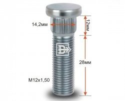 Забивная шпилька 28 мм ступицы Вектор M12 1.5 28 