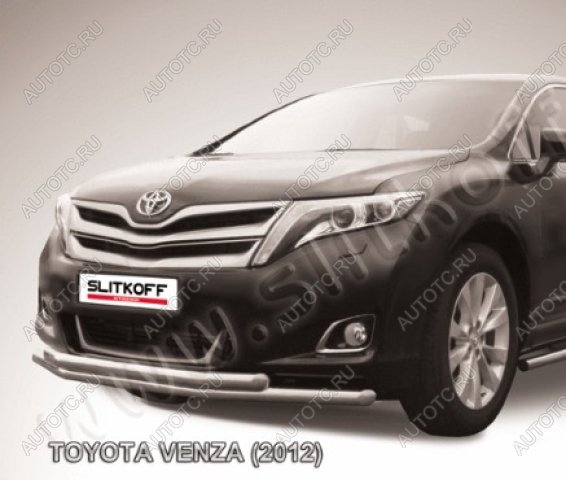 15 799 р. Двойная защита переднего бампера d57 мм Slitkoff Toyota Venza GV10 рестайлинг (2012-2016) (нержавейка полированная)  с доставкой в г. Белгород