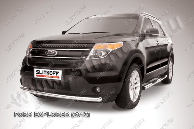 9 499 р. Защита переднего бампера d57 Slitkoff Ford Explorer U502 дорестайлинг (2010-2016) (Цвет: серебристый)  с доставкой в г. Белгород