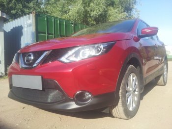 3 199 р. Защитная сетка в бампер (низ, ячейка 3х7 мм) Стрелка11 Стандарт Nissan Qashqai 2 J11 дорестайлинг (2013-2019) (Чёрная)  с доставкой в г. Белгород. Увеличить фотографию 3