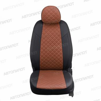 8 499 р. Чехлы на сиденья Ромб (раздел. 40/60 экокожа) Автопилот Jetta VS5 дорестайлинг (2019-2024) (черный/коричневый)  с доставкой в г. Белгород. Увеличить фотографию 4