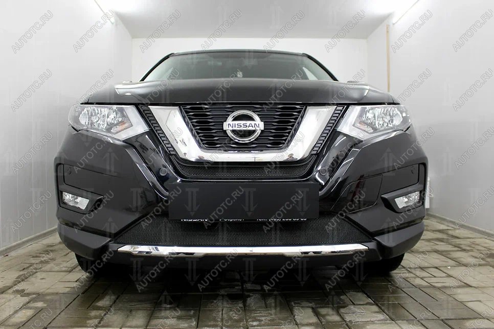 2 899 р. Защита радиатора (середина) Стрелка11 Стандарт  Nissan X-trail  3 T32 (2017-2022) рестайлинг (черная)  с доставкой в г. Белгород