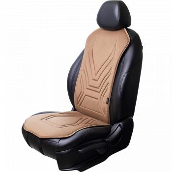 2 579 р. Накидка на сиденье (1 место Афины) ЛЮКС ст АЛЬБИОН Lord Autofashion Jeep Compass MP дорестайлинг (2016-2022) (бежевый, строчка коричневая)  с доставкой в г. Белгород. Увеличить фотографию 3