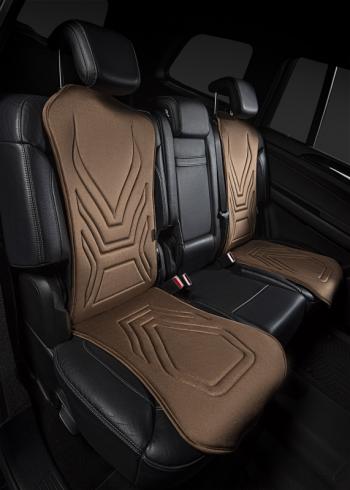 2 579 р. Накидка на сиденье (1 место Афины) ЛЮКС ст АЛЬБИОН Lord Autofashion Jeep Compass MP дорестайлинг (2016-2022) (бежевый, строчка коричневая)  с доставкой в г. Белгород. Увеличить фотографию 2