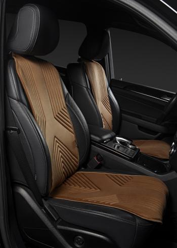 2 579 р. Накидка на сиденье (1 место Афины) ЛЮКС ст ВАН ВЭЙ Lord Autofashion Lexus RX 200T AL20 дорестайлинг (2015-2017) (коричневый, строчка коричневая)  с доставкой в г. Белгород. Увеличить фотографию 3