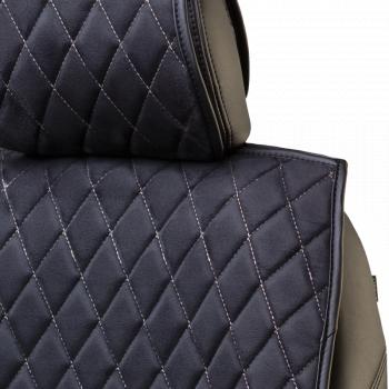 3 099 р. Накидка на сидение (2 места Софа) ТЕЙЛОР ст РОМБ Lord Autofashion SOUEAST S07 1 (2024-2025) (черный, строчка бежевая)  с доставкой в г. Белгород. Увеличить фотографию 2