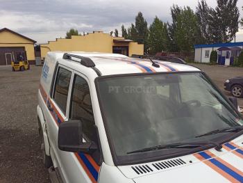 6 449 р. Рейлинги на крышу Petroil Tuning Уаз Патриот 23632 дорестайлинг пикап (2008-2014) (черный муар)  с доставкой в г. Белгород. Увеличить фотографию 2