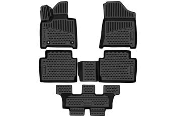 Коврики 3D в салон (7 мест) Element Hyundai Santa Fe  5 MX5 (2022-2025) (черные)