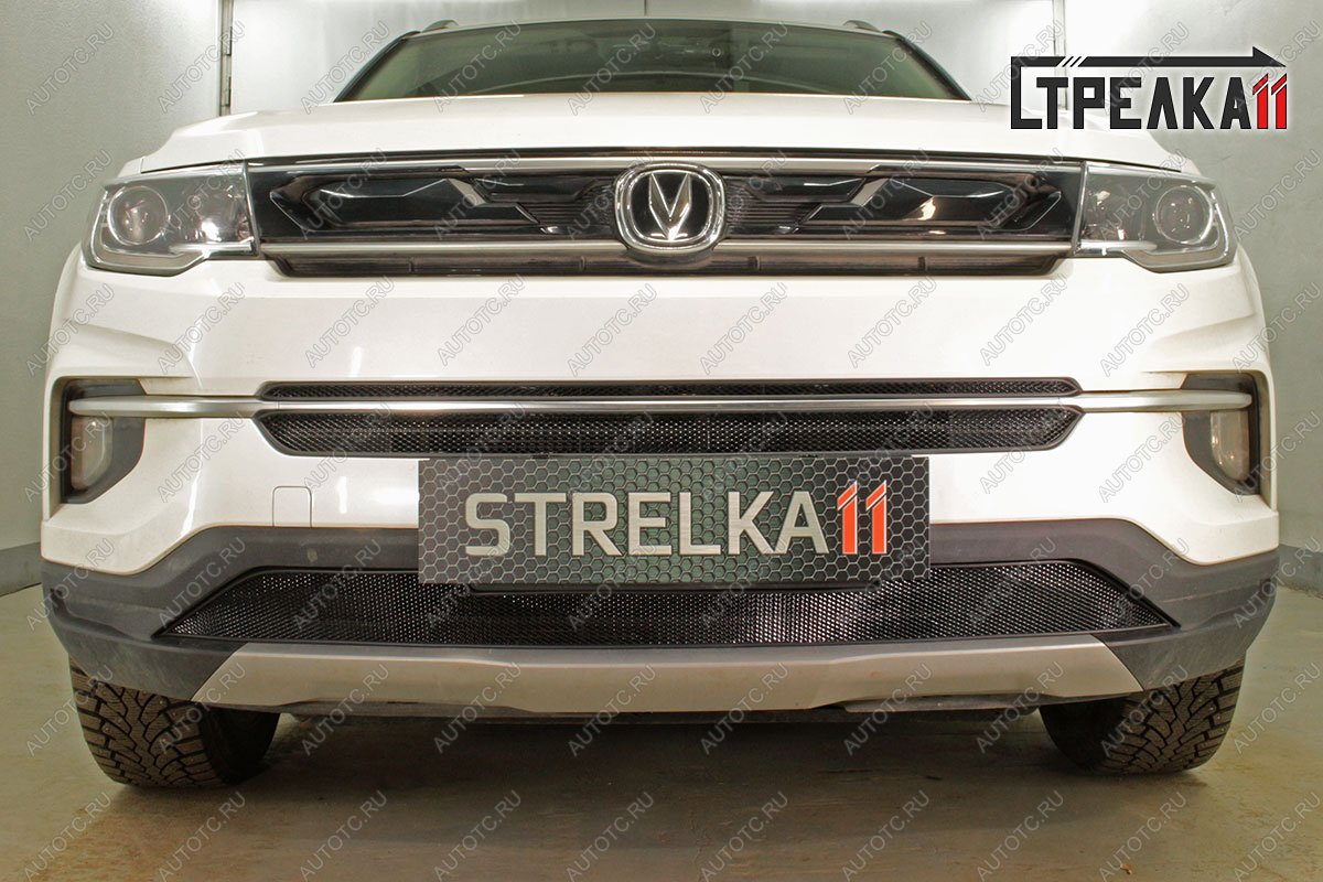 2 899 р. Защитная сетка решетки радиатора (низ) Стрелка11  Changan CS35 Plus (2018-2022) дорестайлинг (черная)  с доставкой в г. Белгород