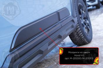 Передний левый молдинг на двери Русская Артель Haval H3 (2024-2025) (шагрень)