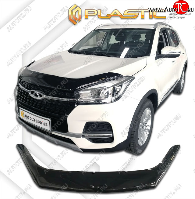 2 099 р. Дефлектор капота CA-Plastic Chery Tiggo 4 дорестайлинг (2017-2020) (classic черный, без надписи)  с доставкой в г. Белгород