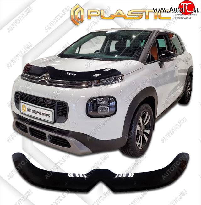 2 199 р. Дефлектор капота CA-Plastic CITROEN C3 Aircross дорестайлинг (2017-2021) (classic черный, без надписи)  с доставкой в г. Белгород
