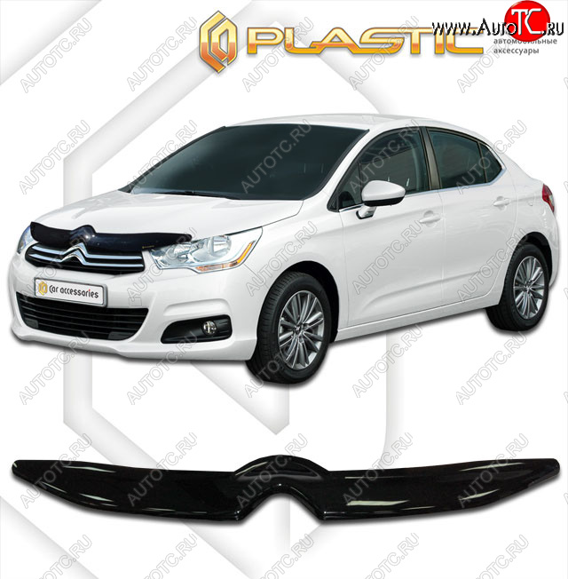 2 079 р. Дефлектор капота CA-Plastic CITROEN C4 B7 седан рестайлинг (2015-2022) (classic черный, без надписи)  с доставкой в г. Белгород