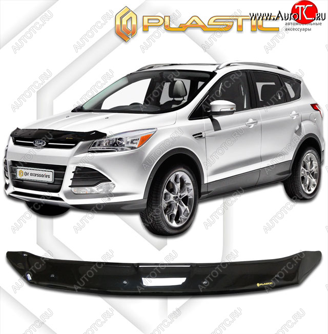 2 079 р. Дефлектор капота CA-Plastic Ford Escape 3 дорестайлинг (2012-2016) (classic черный, без надписи)  с доставкой в г. Белгород